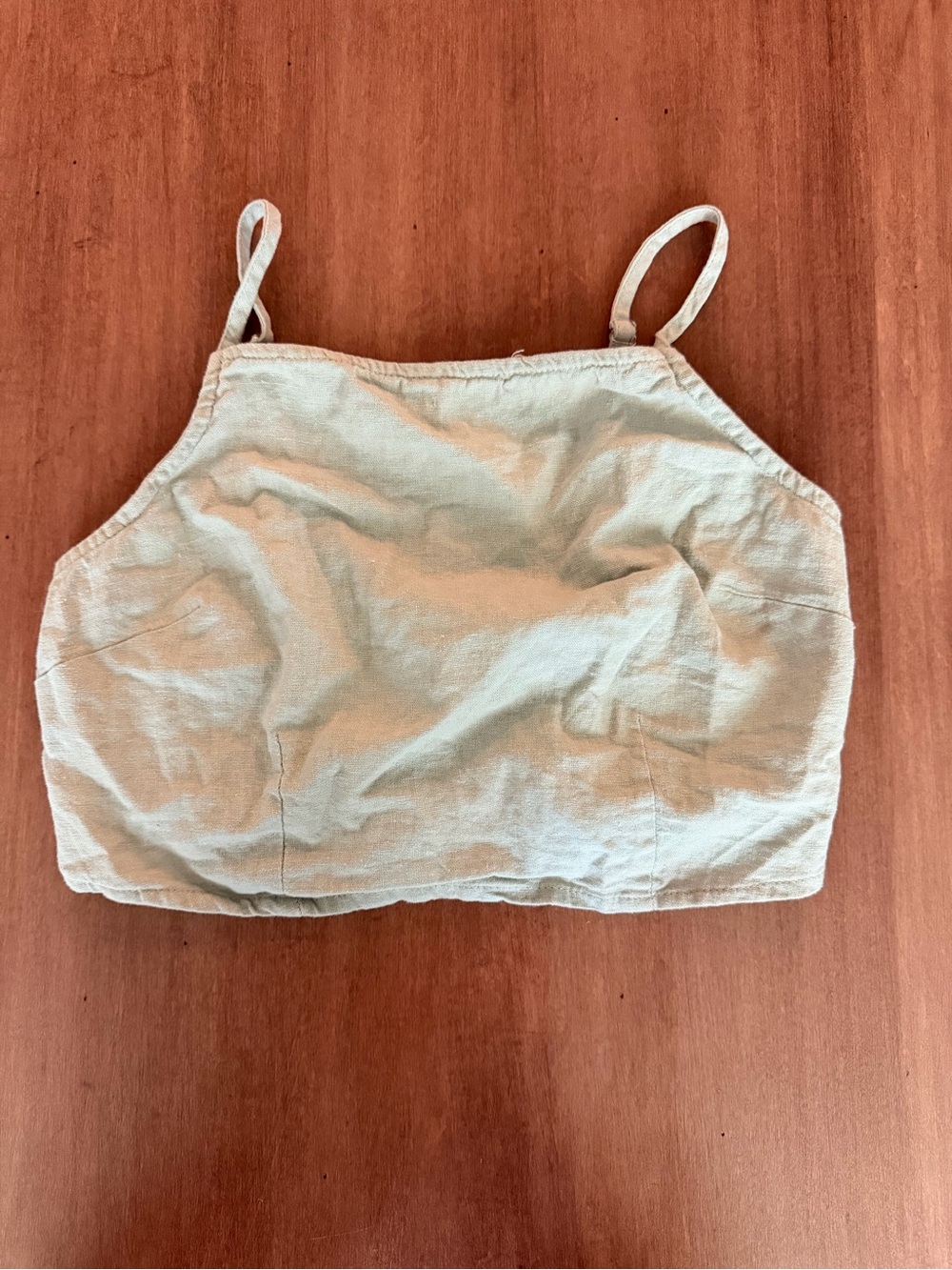 Light Sage Green Linen Crop Top